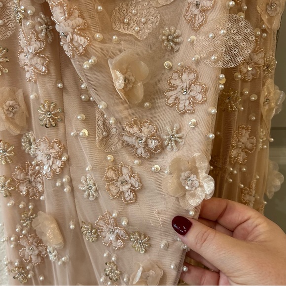 NWT Mac Duggal 9168 One Shoulder Strappy Trumpet Gown Blush - Picture 4 of 6